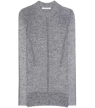 Shop Christopher Kane Metallic Knitted Sweater In Silver