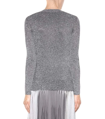 Shop Christopher Kane Metallic Knitted Sweater In Silver