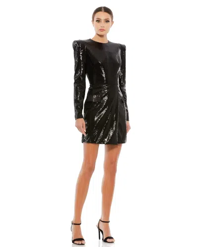 Mac Duggal Sequined Structured Faux Blazer Mini Dress In Black