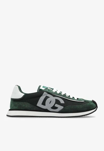 Dolce & Gabbana Suede And Mesh Dg Cushion Sneakers In Green