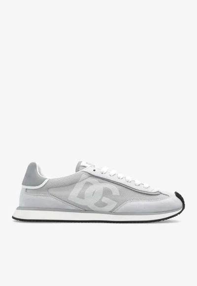 Dolce & Gabbana Man Grey Suede And Mesh Dg Aria Sneakers In Gray