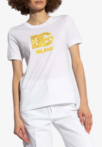 Dolce & Gabbana Majolica Embroidered Logo T-shirt In White