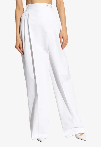Dolce & Gabbana High-rise Pleated Flared Pants In White