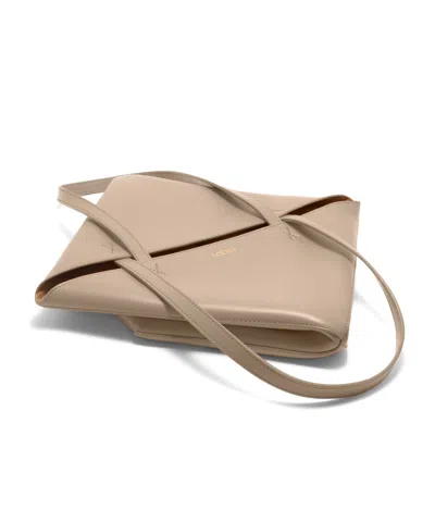 Loewe Medium Puzzle Fold Tote In Shiny Leather Skin For Woman In Nude