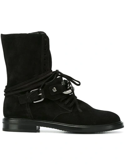 Shop Casadei - Chain Strap Ankle Boots  In Black