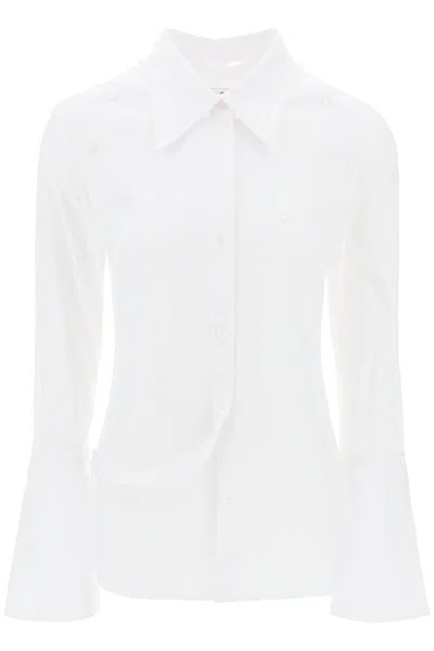 Courrèges Camicia In Popeline Di Cotone Modulare In White