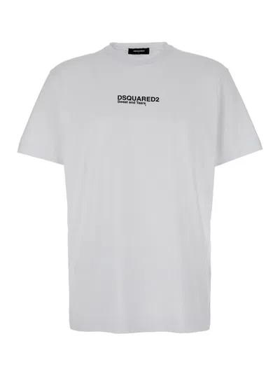 Dsquared2 'cool Fit Tee' White T-shirt With Logo Print On The Front In White
