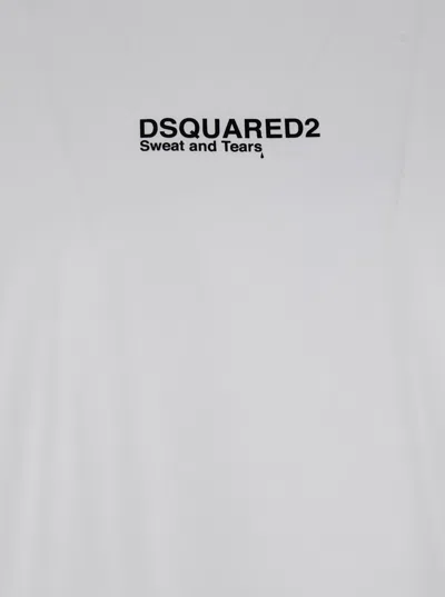 Dsquared2 'cool Fit Tee' White T-shirt With Logo Print On The Front In White