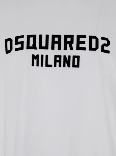 Dsquared2 White Crewneck T-shirt With Logo Lettering On The Front In White