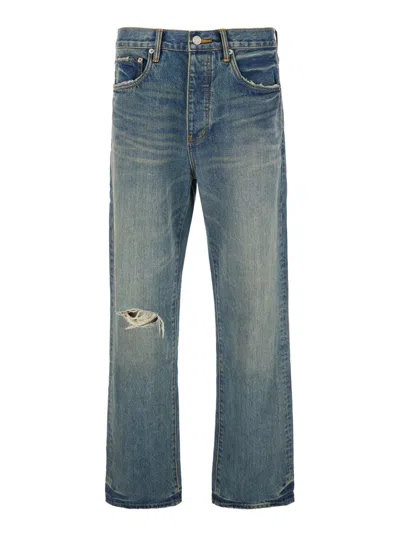 Purple Brand 'hadley Vintage' Blue Jeans With Ripped Detail On The Front And Logo Patch On The Rear In Blue