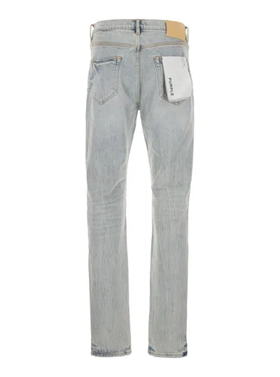 Purple Brand Light Blue Jeans With Belt Loops And Logo Patch On The Rear In Blue