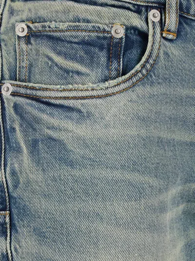 Purple Brand Light Blue Jeans With Belt Loops And Logo Patch On The Rear In Blue