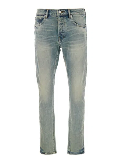 Shop Purple Brand Light Blue Jeans With Belt Loops And Logo Patch On The Rear
