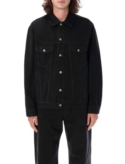 Shop Palm Angels Monogram Denim Jacket In Black