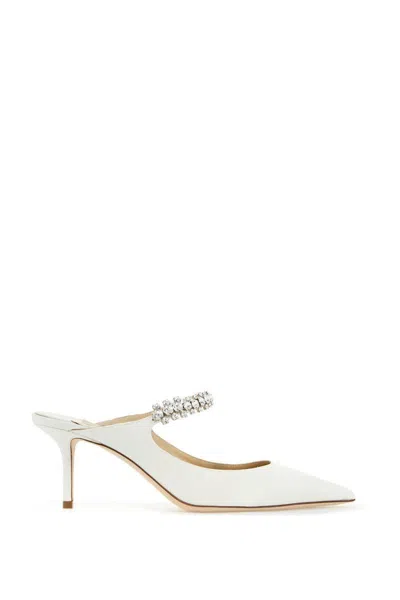 Jimmy Choo Bing 65 Crystal-embellished Mules In Cream Leather In White