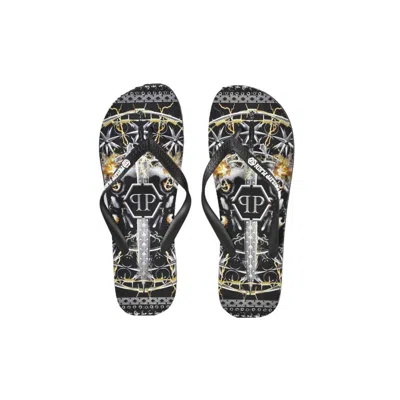 Philipp Plein Multicolor Graphic Print Women's Flip Flops In Multi