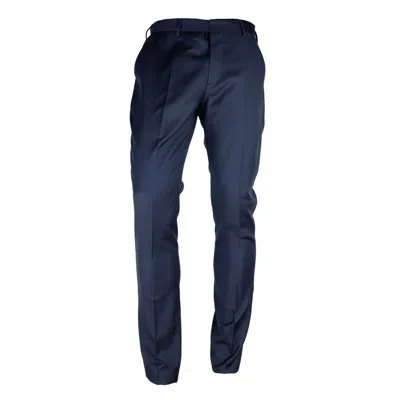 Made In Italy Blue Wool Trousers In Blue