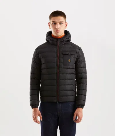 Refrigiwear Sleek Hooded Down Jacket With Pockets In Black