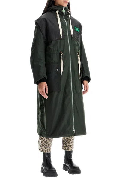 Barbour Waxed Cotton Parka Jacket In Green