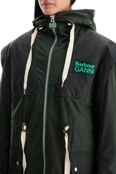 Barbour Waxed Cotton Parka Jacket In Green