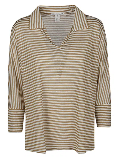 C-zero Shirt C Zero Shirt Striped Polo Shirt In Beige