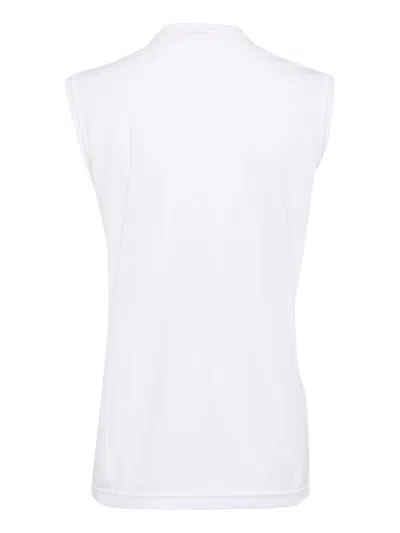Comme Des Garçons Round Neck Sleeveless Top With Ruffled Detailing In White