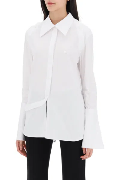 Courrèges Camicia In Popeline Di Cotone Modulare In White