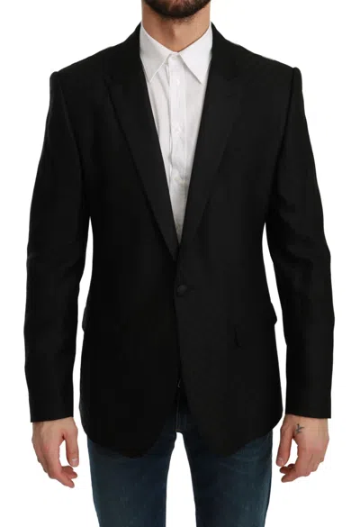 Dolce & Gabbana Black Single Breasted Formal Wool Blazer In Black