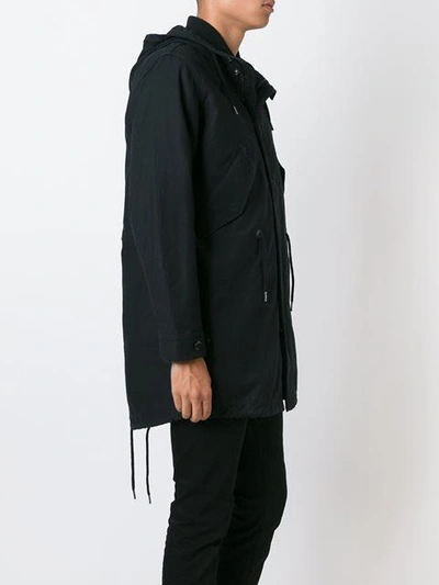 Shop Diesel Drawstring Hooded Duffle Coat In Black