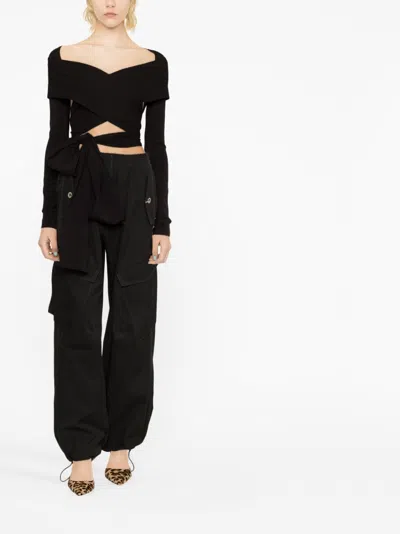 Dolce & Gabbana Wrap Cut-out Tie Detail Top In Black