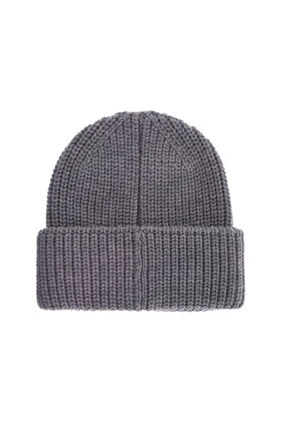 Dsquared2 Beanie Hat With Patch Logo In Grey