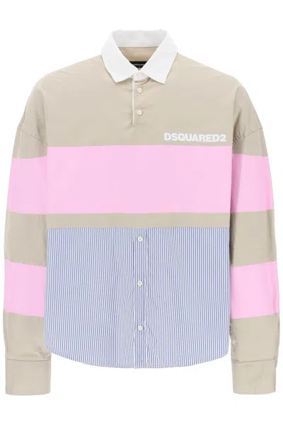 Dsquared2 Oversized Hybrid Shirt In Beige