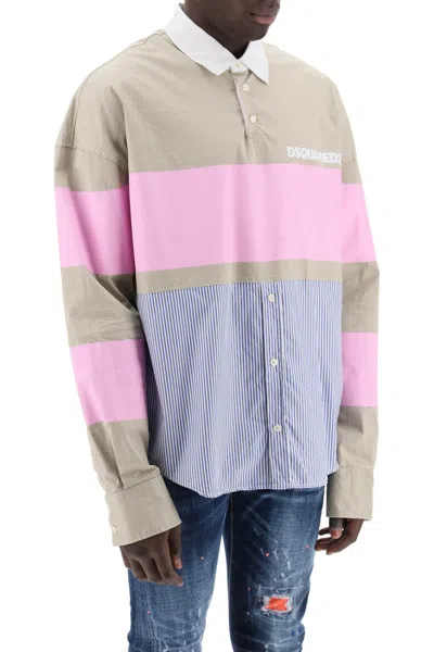 Dsquared2 Oversized Hybrid Shirt In Beige