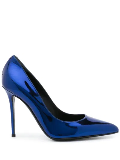 Giuseppe Zanotti 100mm Metallic Leather Pumps In Blue