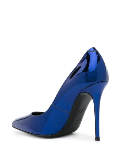 Giuseppe Zanotti 100mm Metallic Leather Pumps In Blue