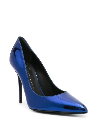 Giuseppe Zanotti 100mm Metallic Leather Pumps In Blue