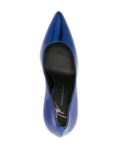 Giuseppe Zanotti 100mm Metallic Leather Pumps In Blue