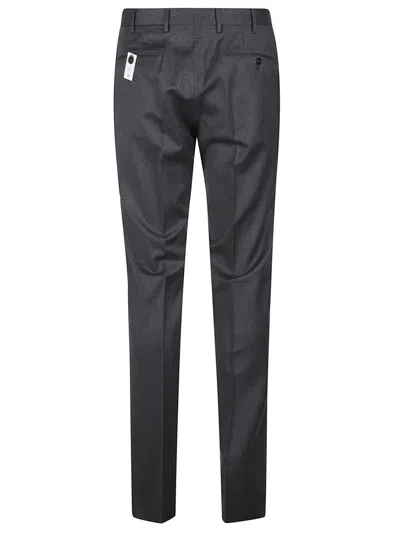 Pt Torino Wool Trousers With Concealead Closure In Grey