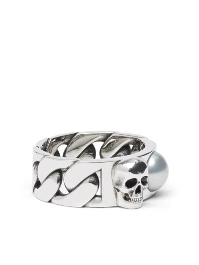 Alexander Mcqueen Skull & Pearl Ring