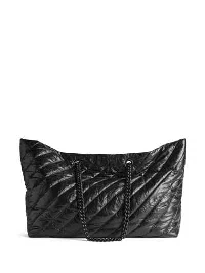 Balenciaga Carry All Crush Leather Tote Handbag