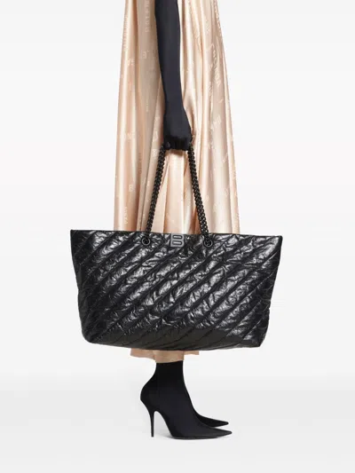Balenciaga Carry All Crush Leather Tote Handbag
