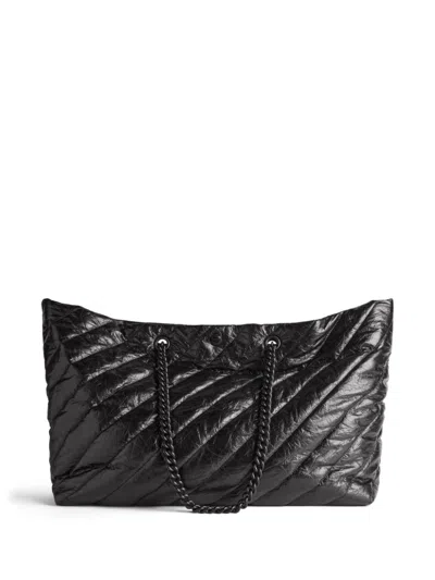 Balenciaga Carry All Crush Leather Tote Handbag