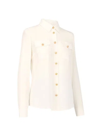 Shop Balmain 2 Pkts Crepe De Chine Buttoned Shir
