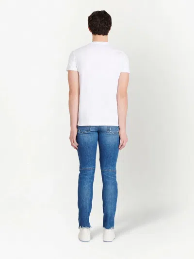 Balmain White Crewneck T-shirt With Contrasting Logo Lettering Print In White