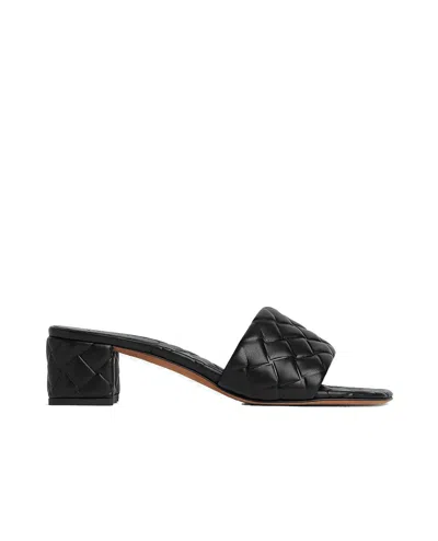 Bottega Veneta Women Leather Heel Sandals With Intrecciato Motif