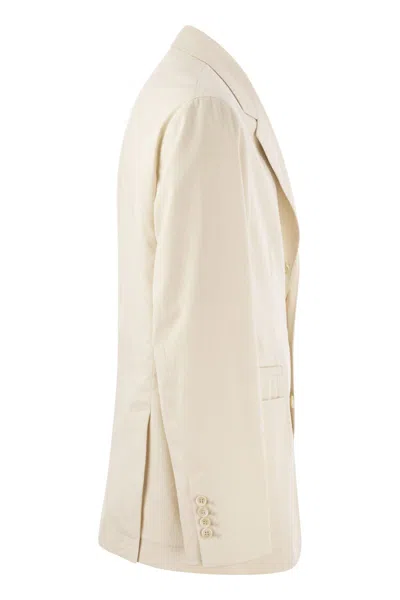 Brunello Cucinelli Men Cotton And Cashmere Deconstructed Jacket With Patch Pockets