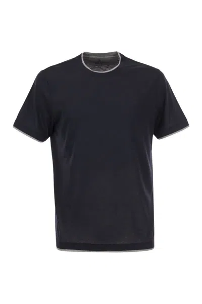 Brunello Cucinelli Black Cotton And Silk T-shirt