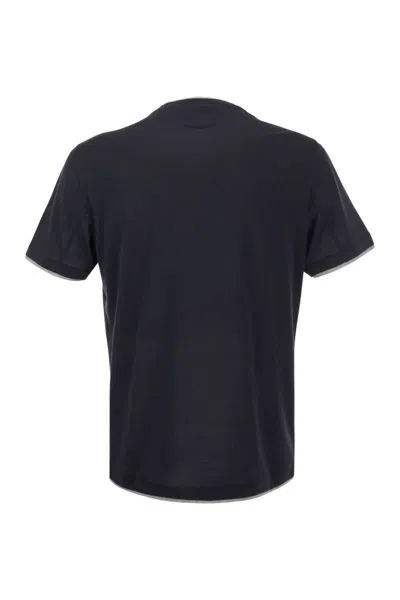 Brunello Cucinelli Black Cotton And Silk T-shirt
