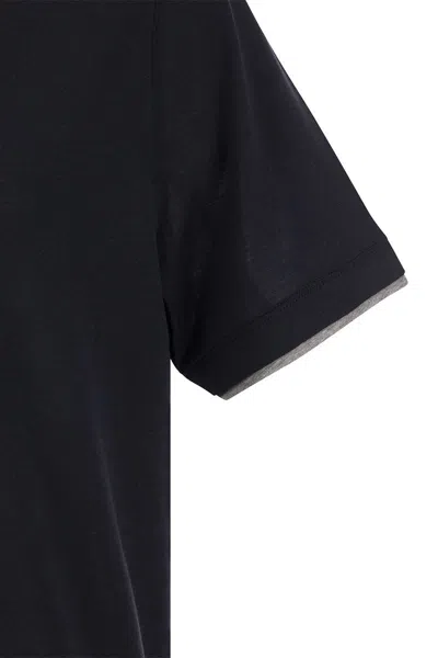 Brunello Cucinelli Black Cotton And Silk T-shirt