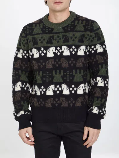 Burberry Embroidered Wool Chess Crewneck Sweater